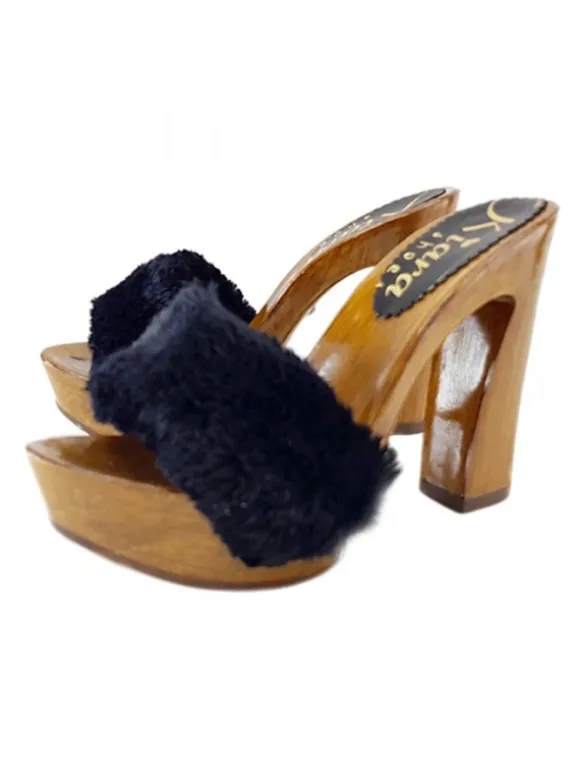 BLACKS CLOGS FUR SYNTHETIC