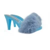 BLUE CLOGS WITH FUR & 9 CM HEEL