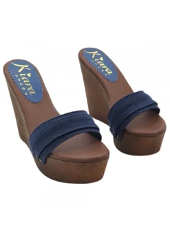 BLUE WEDGE CLOGS HEEL 13