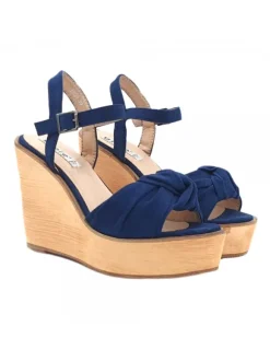 BLUE WEDGE WITH KNOT BAND AND STRAP