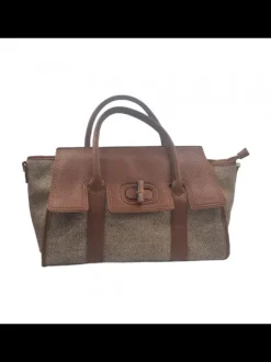 Brown bag with imitation leather handles, elegant and roomy