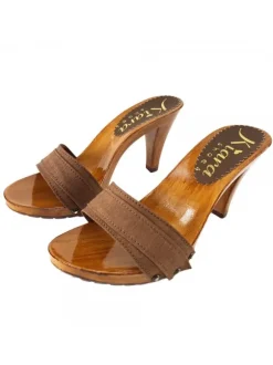 BROWN HEEL CLOGS 9