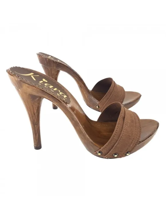 BROWN HEEL CLOGS 12