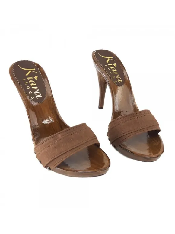 BROWN HEEL CLOGS 12