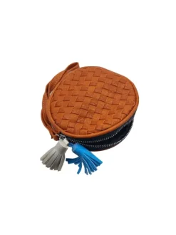 BROWN PURSE WITH HANDLE AND FRINGES