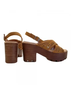BROWN SANDALS 9 CM HEEL ADJUSTABLE STRAP - COMFORTABLE