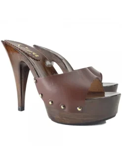 BROWN WOMAN CLOGS  HEEL