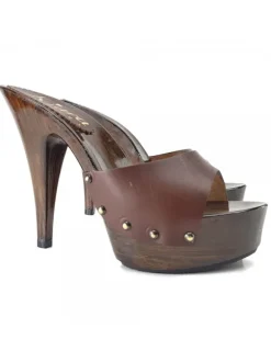 BROWN WOMAN CLOGS  HEEL