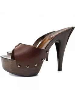 BROWN WOMAN CLOGS  HEEL