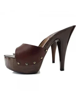 BROWN WOMAN CLOGS  HEEL