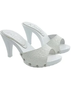 CLOG WITH WHITE LEATHER BAND WITH GLITTER