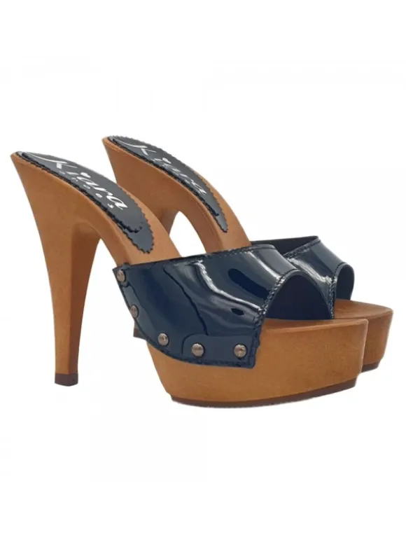 CLOGS BLACK PATENT HEEL 13 cm