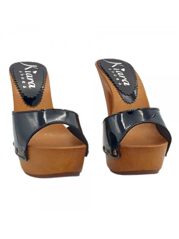 CLOGS BLACK PATENT HEEL 13 cm