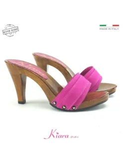 CLOGS FUCHSIA HEEL 9 CM