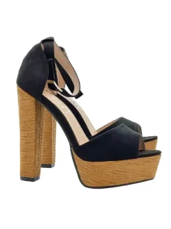CLOGS IN BLACK SYNTHETIC SUEDE WITH HIGH HEEL