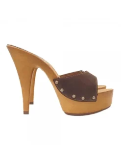 CLOGS SUEDE BROWN STILETTO HEEL 13 - K93001 CAM MARRONE