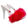 CLOGS WHITE WITH RED FUR