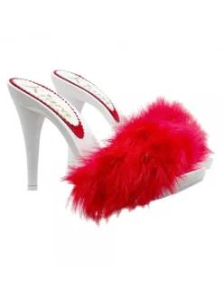 CLOGS WHITE WITH RED FUR