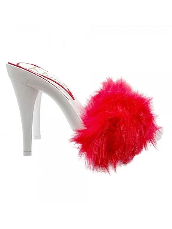 CLOGS WHITE WITH RED FUR