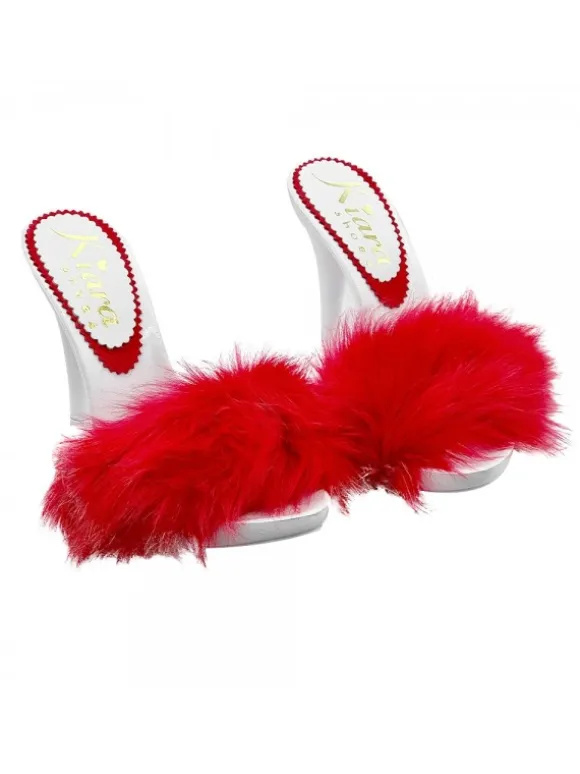 CLOGS WHITE WITH RED FUR