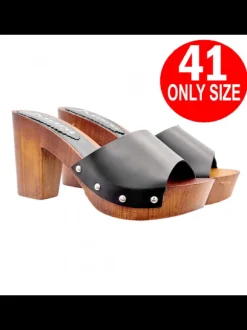 CLOGS WITH BLACK LEATHER BAND - SIZE 41