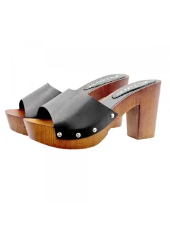 CLOGS WITH BLACK LEATHER BAND - SIZE 41