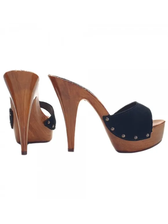CLOGS WITH BLACK UPPER IN SUEDE