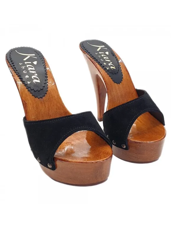 CLOGS WITH BLACK UPPER IN SUEDE