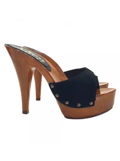 CLOGS WITH BLACK UPPER IN SUEDE