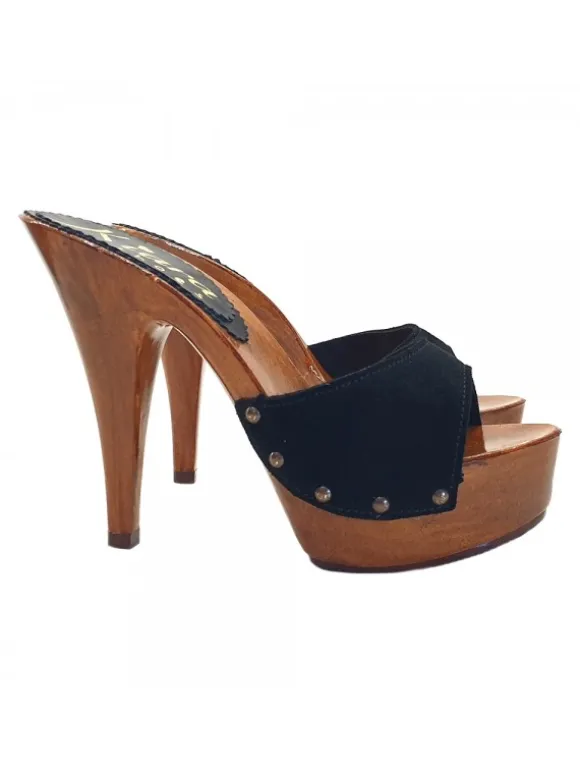 CLOGS WITH BLACK UPPER IN SUEDE