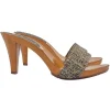 CLOGS WITH BROWN TWEED BAND WITH HEEL 9