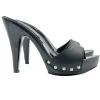 Clogs with 11cm heel and black leather upper