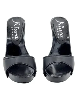 Clogs with 11cm heel and black leather upper