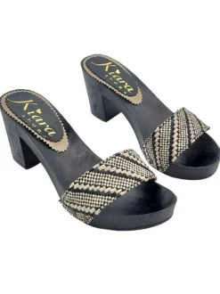 CLOGS WITH COMFORTABLE HEEL IN TWEED FABRIC