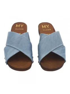 CLOGS WITH CROSSED LEATHER BANDS