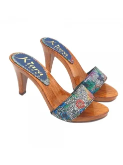 CLOGS WITH DECORATED BAND IN BLACK LEATHER