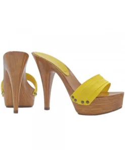 Clogs with Double Yellow Band and Heel 13