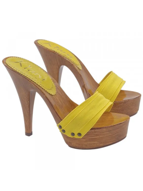 Clogs with Double Yellow Band and Heel 13