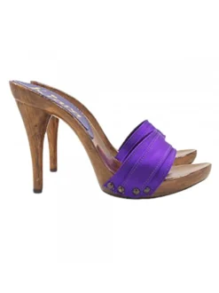 CLOGS WITH PURPLE BAND AND HIGH STILETTO HEEL