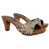 CLOGS WITH "PYTHON EFFECT" BEIGE BAND AND COMFORTABLE HEEL