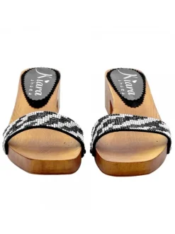 CLOGS WITH "ZEBRA EFFECT" STRASS BAND