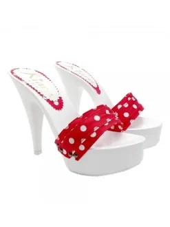 CLOGS WITH RED POLKA DOT BAND AND HEEL 13