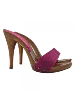 CLOGS WITH SATIN BAND AND STILETTO HEEL