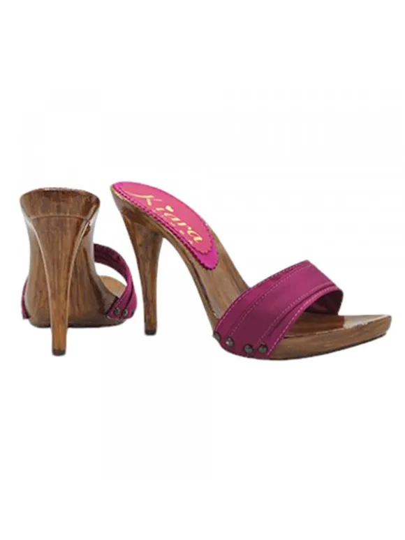 CLOGS WITH SATIN BAND AND STILETTO HEEL