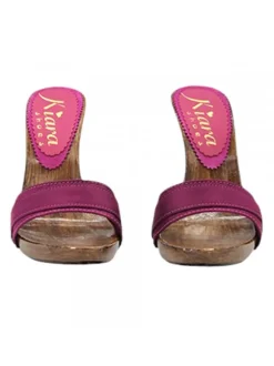 CLOGS WITH SATIN BAND AND STILETTO HEEL