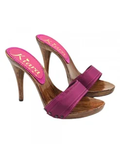 CLOGS WITH SATIN BAND AND STILETTO HEEL