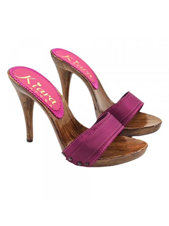CLOGS WITH SATIN BAND AND STILETTO HEEL