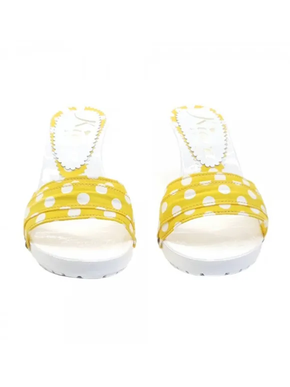 CLOGS WITH YELLOW POLKA DOT UPPER HEEL 9
