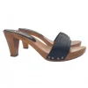 COMFORTABLE BLACK LEATHER CLOGS WITH HEEL 8
