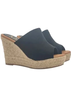 COMFORTABLE BLACK WEDGES IN SYNTHETIC SUEDE